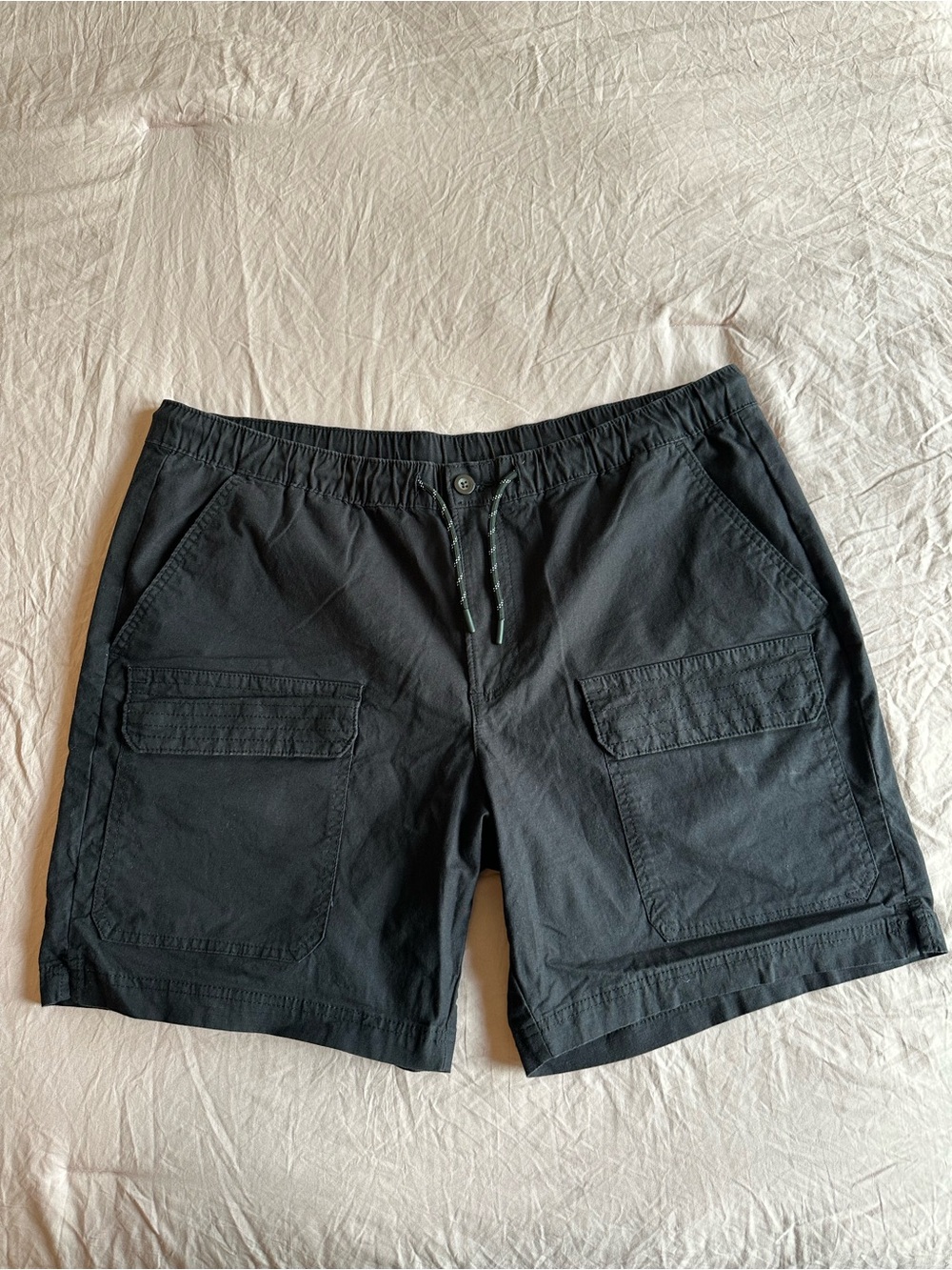 Men's Black Cargo Shorts with Drawstring Waist